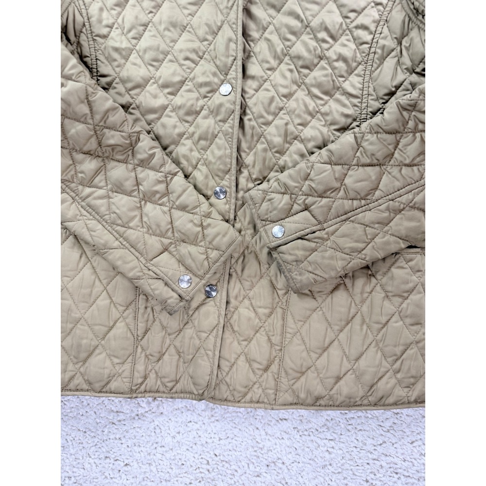 L.L. Bean Quilted Barn Jacket Women Small Tan Good Plaid Lined Snap Front 0GCX8 - Picture 9 of 12